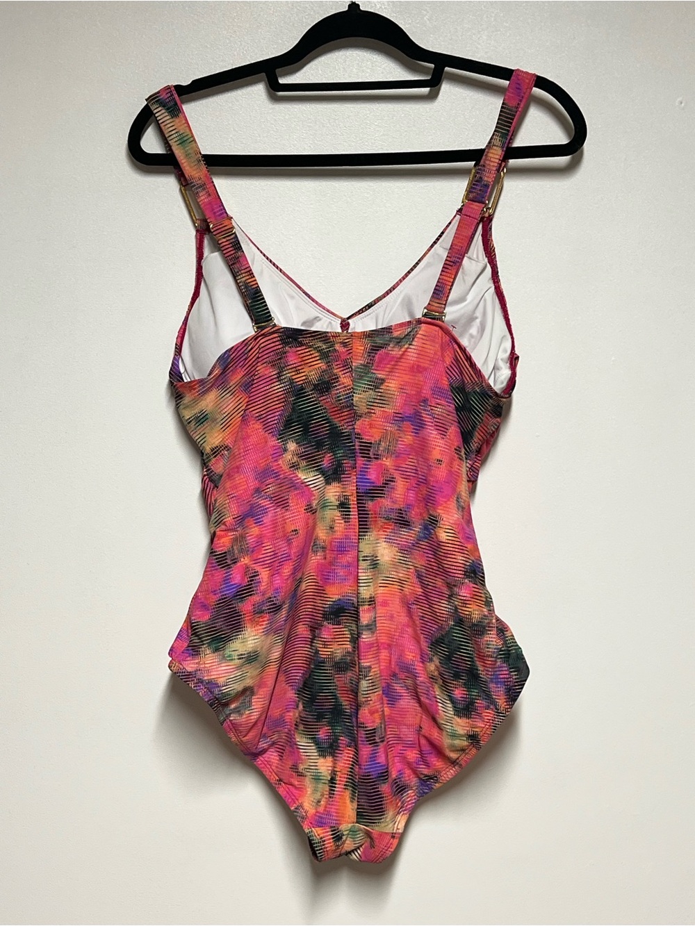 SPANX Faux-Wrap Ruched Print One-Piece Swimsuit Sz 14 - Picture 5 of 6